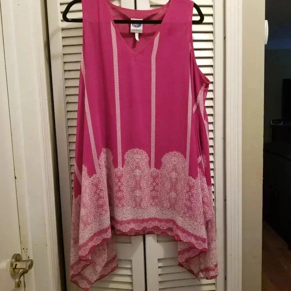 Diane Gilman Women's Boho Dainty Fairycore Dainty Pastel Pink Top Plus Sz 1X